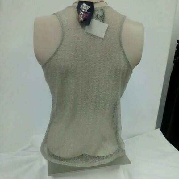 Beige Multi Sequin and Sheer Top size M - Picture 4 of 4